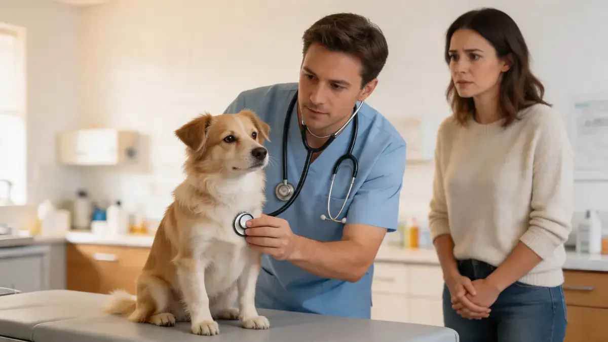 Open dog first aid kit on a kitchen counter